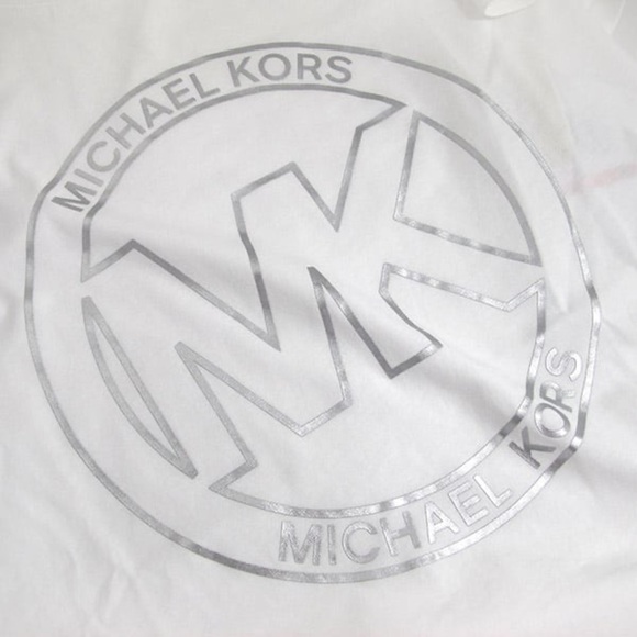 Michale Kors Women’s Silver Logo Cotton White Short Sleeve T-Shirt/Tee | NEW/NWT - Picture 8 of 10